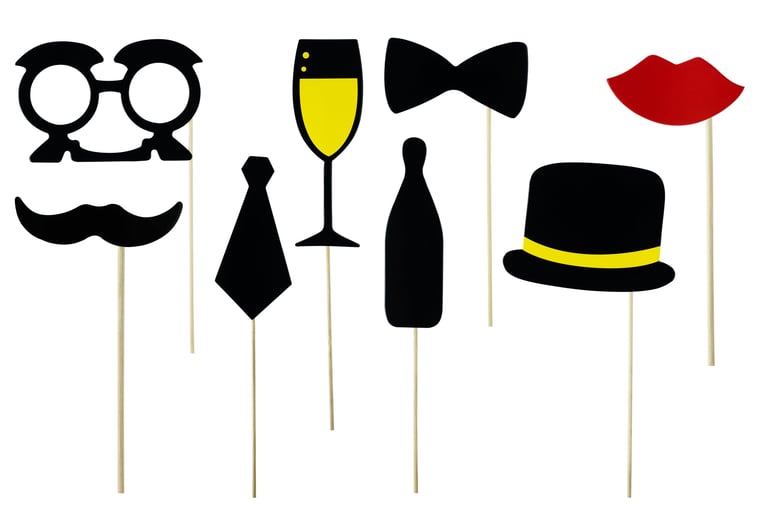 Photo booth props and accessories for birthday parties